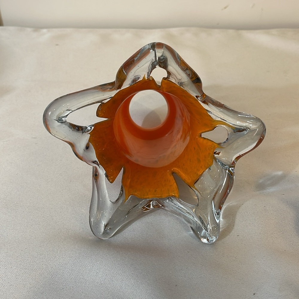 Handmade Flowing Blown Glass Tulip Shade Orange Multi - Picture 6 of 8